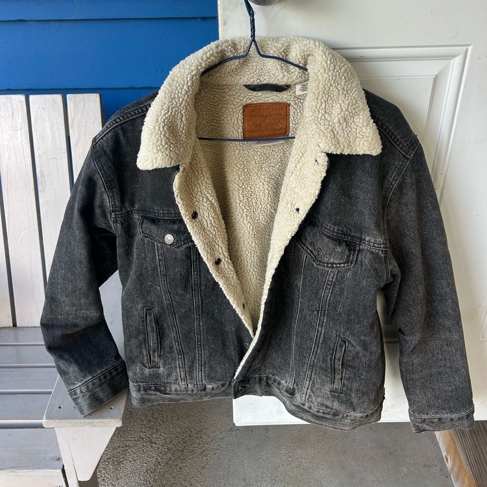 Black Denim Sherpa Jacket